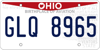 OH license plate GLQ8965