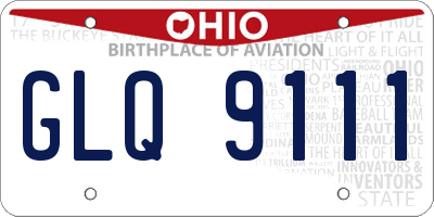OH license plate GLQ9111