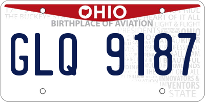 OH license plate GLQ9187