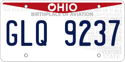 OH license plate GLQ9237