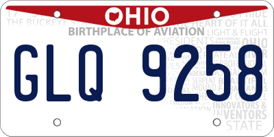 OH license plate GLQ9258