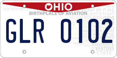 OH license plate GLR0102