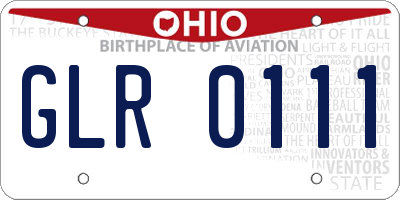 OH license plate GLR0111