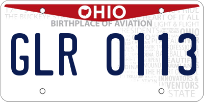 OH license plate GLR0113