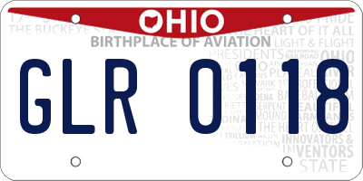OH license plate GLR0118