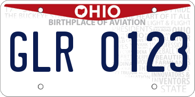 OH license plate GLR0123