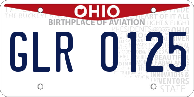 OH license plate GLR0125