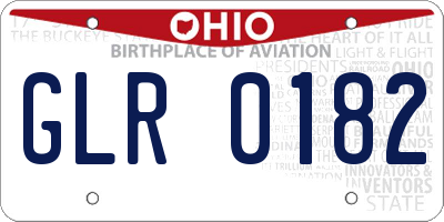 OH license plate GLR0182