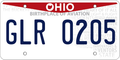 OH license plate GLR0205
