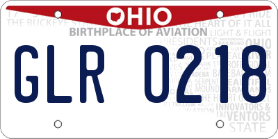 OH license plate GLR0218