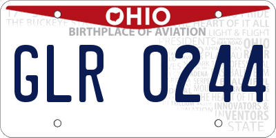 OH license plate GLR0244
