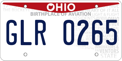 OH license plate GLR0265