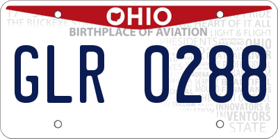 OH license plate GLR0288