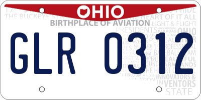 OH license plate GLR0312