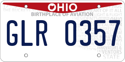 OH license plate GLR0357