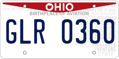 OH license plate GLR0360