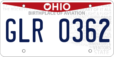 OH license plate GLR0362