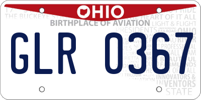 OH license plate GLR0367