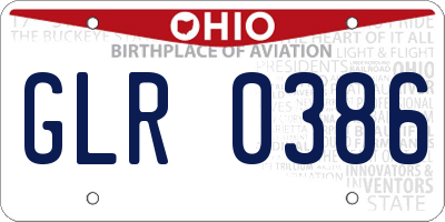 OH license plate GLR0386