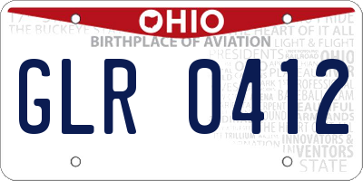 OH license plate GLR0412