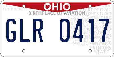 OH license plate GLR0417