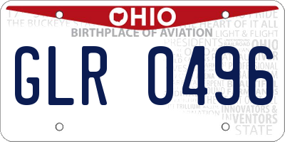 OH license plate GLR0496