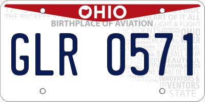 OH license plate GLR0571