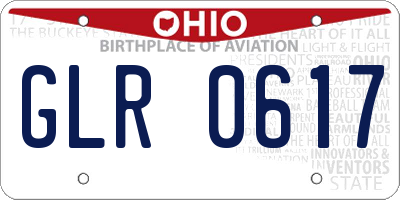 OH license plate GLR0617