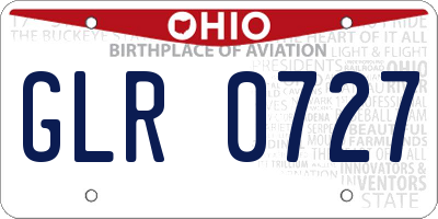 OH license plate GLR0727