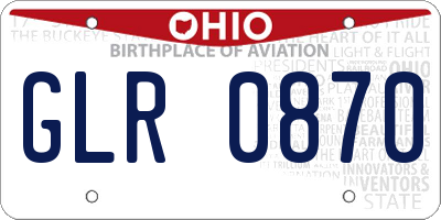 OH license plate GLR0870