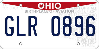 OH license plate GLR0896