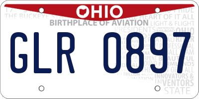 OH license plate GLR0897