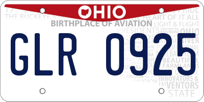 OH license plate GLR0925