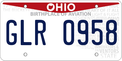 OH license plate GLR0958