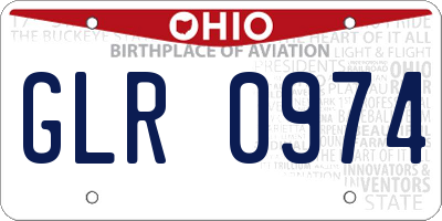 OH license plate GLR0974