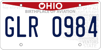 OH license plate GLR0984