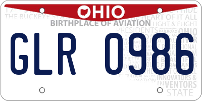 OH license plate GLR0986