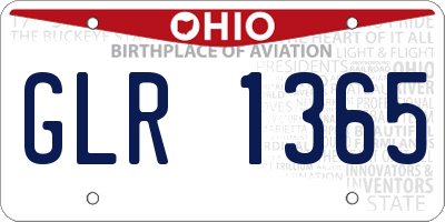 OH license plate GLR1365