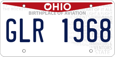 OH license plate GLR1968