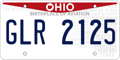 OH license plate GLR2125