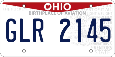 OH license plate GLR2145