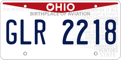 OH license plate GLR2218