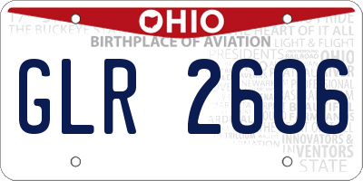 OH license plate GLR2606