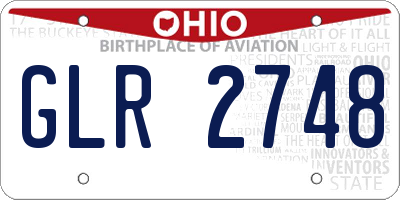 OH license plate GLR2748