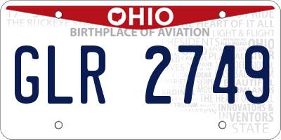 OH license plate GLR2749