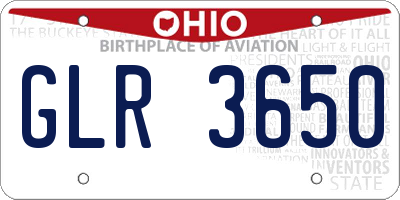 OH license plate GLR3650