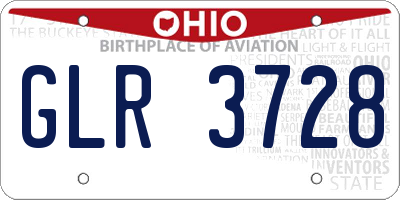 OH license plate GLR3728