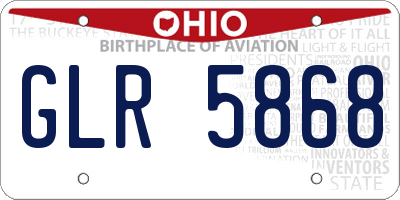 OH license plate GLR5868