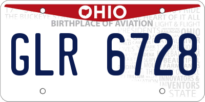 OH license plate GLR6728