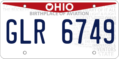 OH license plate GLR6749